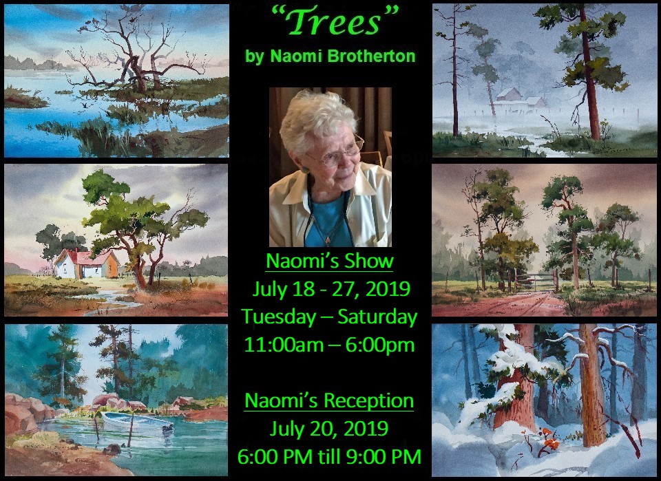 Naomi Brotherton: TREES at Giddens Gallery – Reception & 99th Birthday Celebration July 20